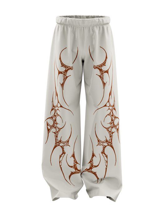 LATTE BEIGE SCAR UNISEX  STRAIGHT FIT BAGGY PANTS